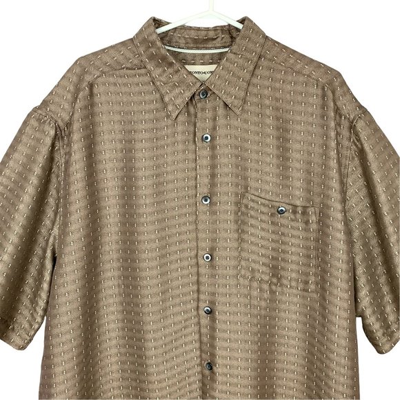 2/$25 - PRONTO UOMO Brown Soft Short Sleeve Buttoned Shirt - Picture 2 of 7
